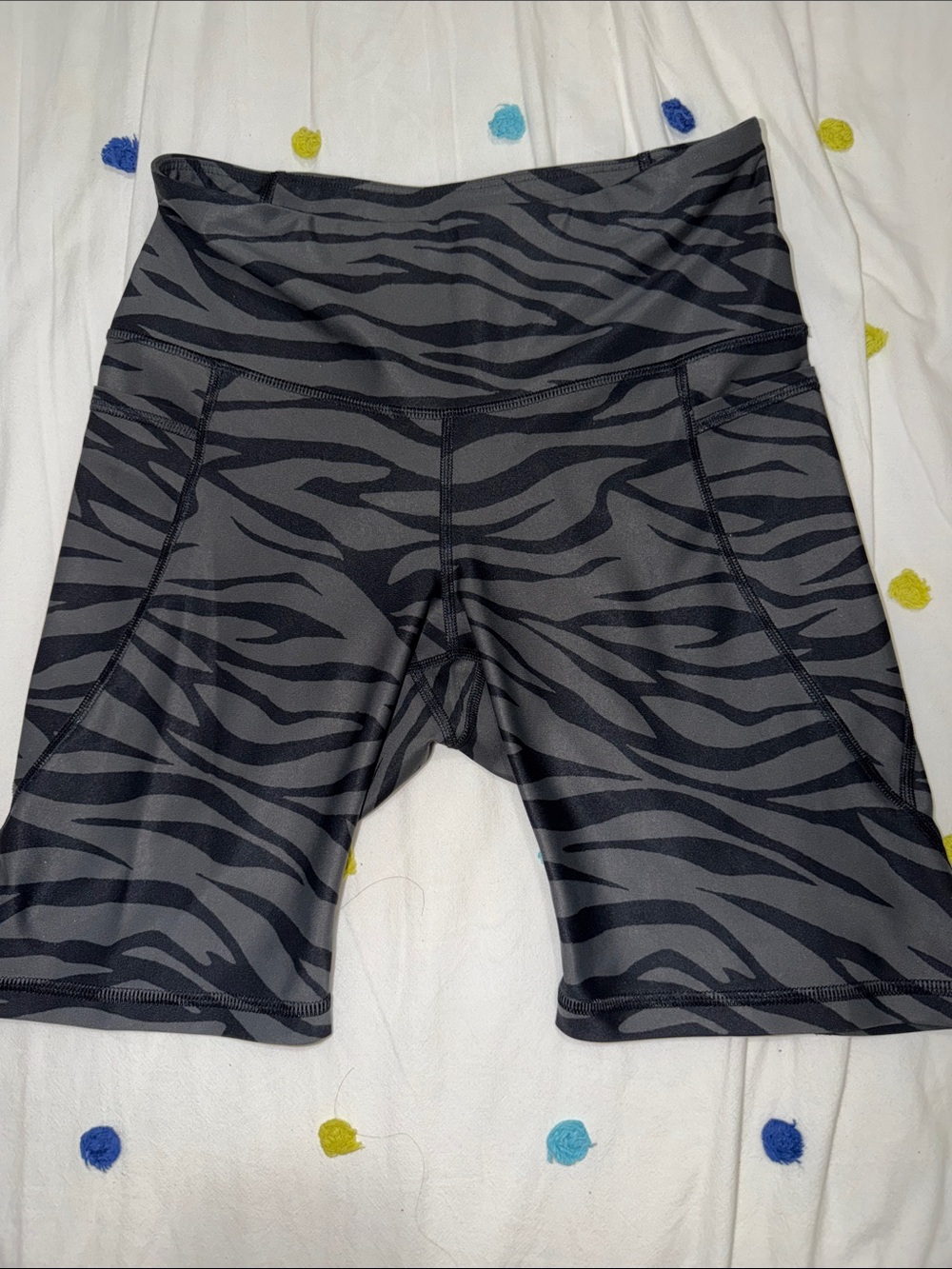 Old Navy Black & Gray Zebra High-Rise Bike Shorts